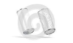 Blank white aluminum 280 ml soda can mockup bottom, no gravity