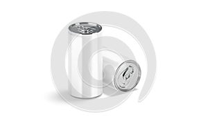 Blank white aluminum 280 ml soda can mockup, stand and lying