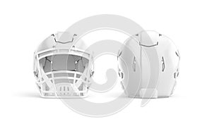 Blank white american football helmet mockup, front and back view