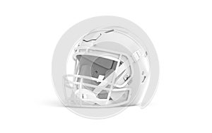 Blank white american football helmet mockup, half-turned view