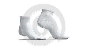 Blank white ancle socks pair mockup stand, looped rotation