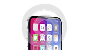 Blank white app icon on phone screen menu mockup