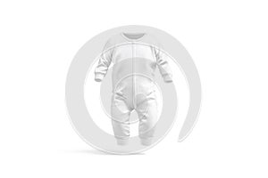 Blank white baby zip-up sleepsuit mockup, front view