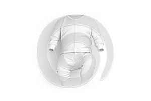 Blank white baby zip-up sleepsuit mockup lying, top view