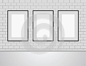 Blank white banner on grey wall.