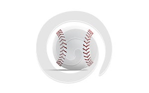 Blank white baseball ball with red seam mockup, front view