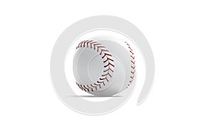 Blank white baseball ball with red seam mockup, half-turned view photo