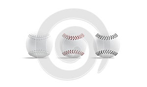 Blank white baseball ball with seam mockup, side view