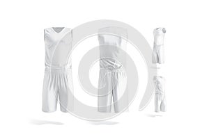 Blank white basketball uniform mockup, different views