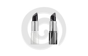 Blank white and black opened tube with dark lipstick mockup,