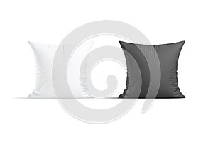 Blank white and black square pillow mockup stand, front view