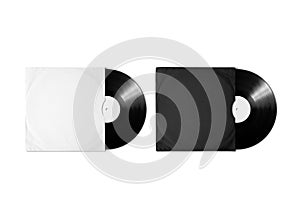 Blank white black vinyl album cover sleeve mockup, clipping path photo
