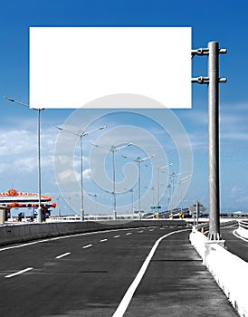 Blank White Blank board or billboard or roadsign in the street photo