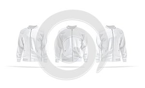 Blank white bomber jacket mockup, front and side view