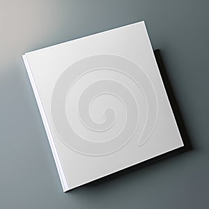 Blank white book cover isolated on grey background. 3d render