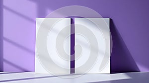 Blank white book cover template, a minimalist 3D illustration of an empty stack of paper on a black background.