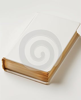 Blank white book mockup. The cover of a book is white on a white background empty book.