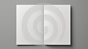 Blank white book open pages or brochure top-down isolated in grey background. Generative ai