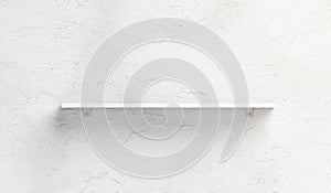 Blank white book shelf mockup mounted on wall