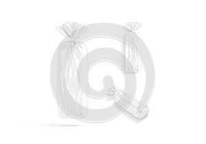 Blank white bread cellophane pack mockup, different views