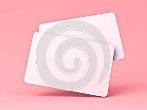 Blank white business cards on pink pastel color background