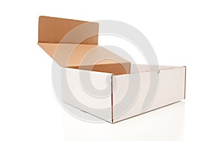 Blank White Carboard Box Opened Isolated