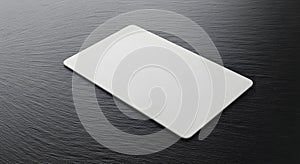 Blank White Card on Dark Textured Surface