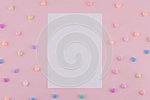 Blank white card decorate with pastel heart