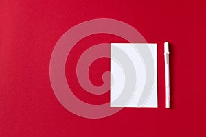 Blank white card with kraft brown paper envelope template mock up