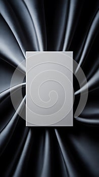 Blank White Card on Luxurious Black Satin Fabric