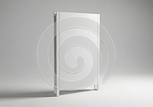 Blank white card standing up isolated on white background