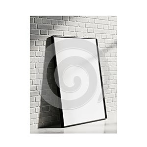 Blank white card standing up isolated on white background