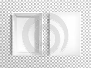 Blank white cardboard box with lid vector