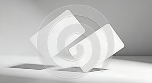 Blank White Cards Floating with Soft Shadows