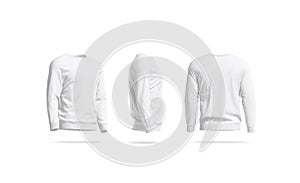 Blank white casual sweatshirt mock up, side and back view photo