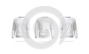 Blank white casual sweatshirt mockup, front and side view photo