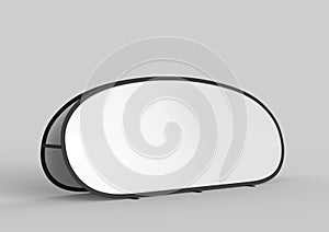 Blank white circle frame pop up advertising Banner are ideal for outdoor sporting display event branding. Portable lightweight sys photo