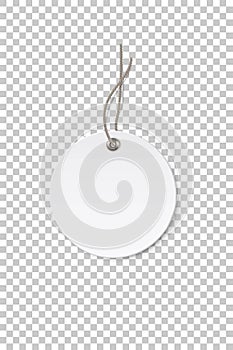 Blank white circle paper price tag isolated on transparent background