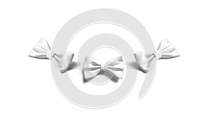 Blank white classic bow tie mock up lying, different sides