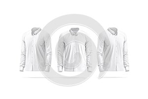 Blank white classic shirt mockup, front and side view