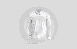 Blank white classic shirt mockup, front view, gray background