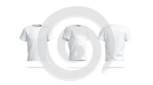 Blank white clean tshirt mockup, front, side and back view