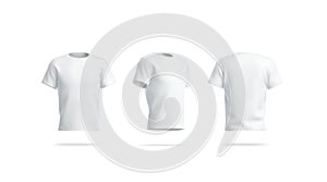 Blank white clean tshirt mockup, front, side and back view photo