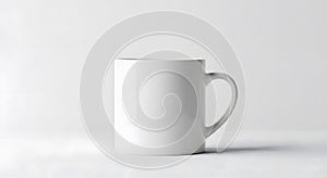 Blank White Coffee Mug on Light Gray Surface