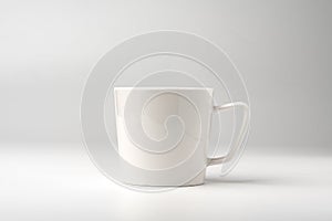 Blank white coffee mug mock up on white background copy space