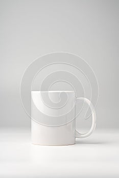 Blank white coffee mug mock up on white background copy space