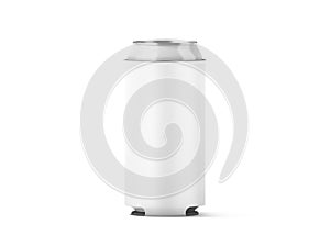 Blank white collapsible beer can koozie mock up isolated photo