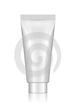 Blank white cosmetic tube design mockup. Beauty care cream or gel plastic package