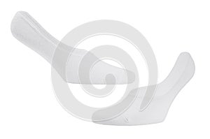Blank white cotton sport short socks on invisible foot isolated on white background as mock up for advertising, branding, design.