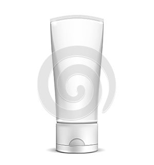 Blank white cream tube or cosmetic bottle